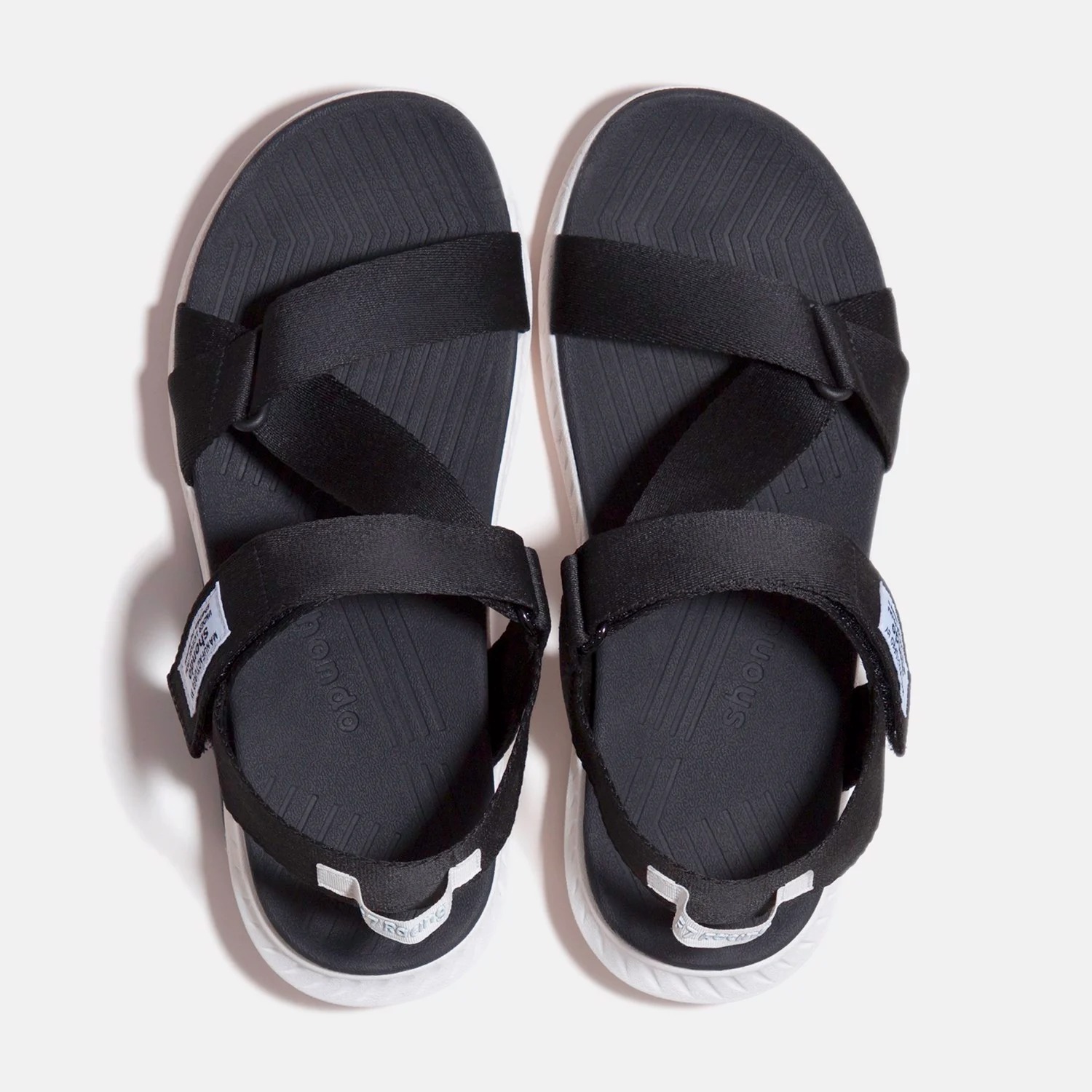 Giày sandal Shondo F7 nam nữ đi học đế cao đen trắng F7R0010