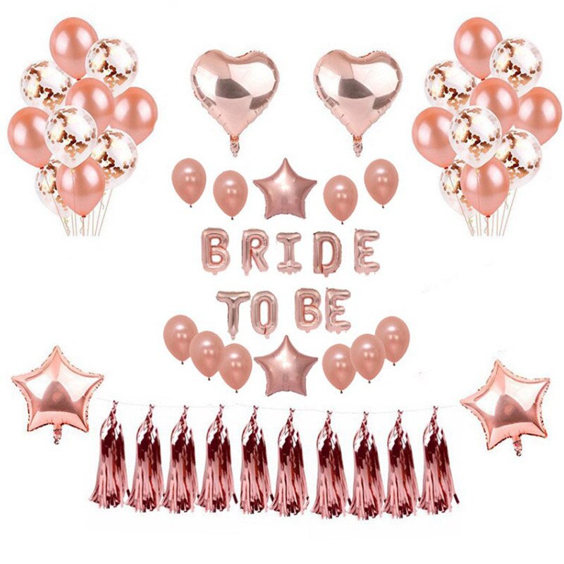 Bộ bong bóng trang trí tiệc chia tay độc thân màu hồng rosegold ctdt17