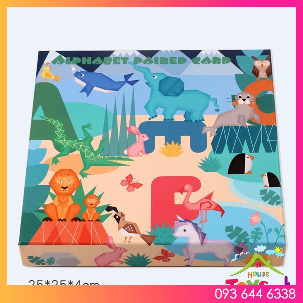 ALPHABET PAIRED CARD Bộ Thẻ Bảng Chữ Cái và Số Tiếng Anh Bằng Gỗ