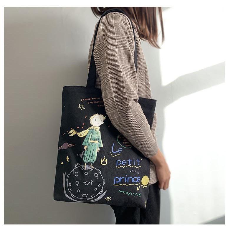 Túi vải Canvas Petit - Túi tote thời Trang 2020 - Túi Đeo Chéo Trơn Thời Trang Hàn Quốc Đi Học , Đi Chơi