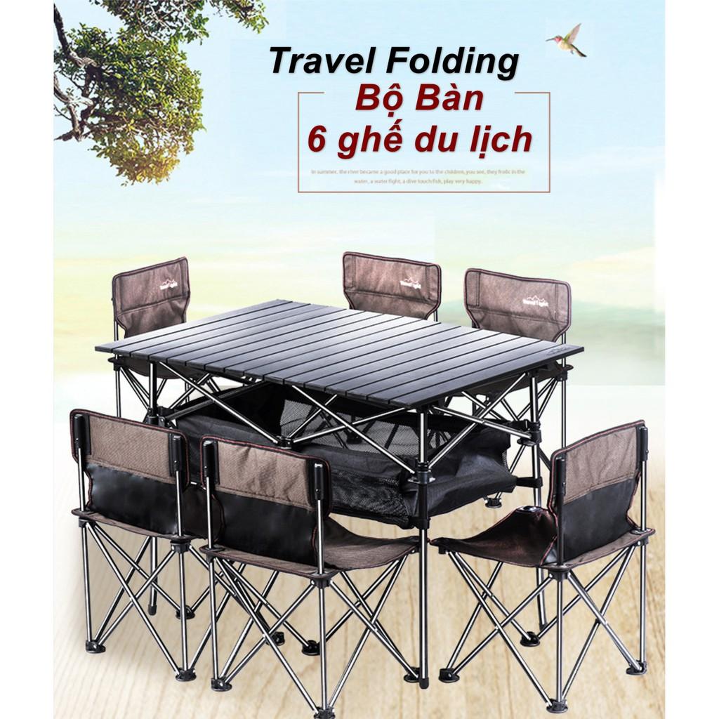 Bộ Bàn 6 ghế Size Lớn xếp gọn đi du lịch cho cả người lớn và trẻ em Travel Light