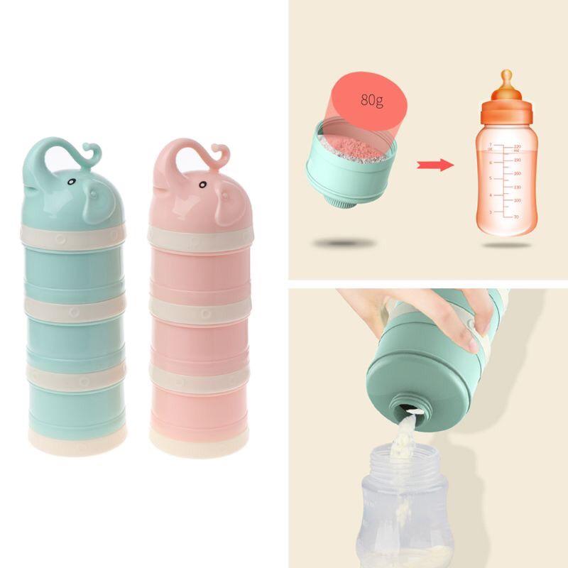 Bình chia sữa 3 ngăn hình con voi cho bé, hộp chia sữa- thức ăn cao cấp tiện dụng
