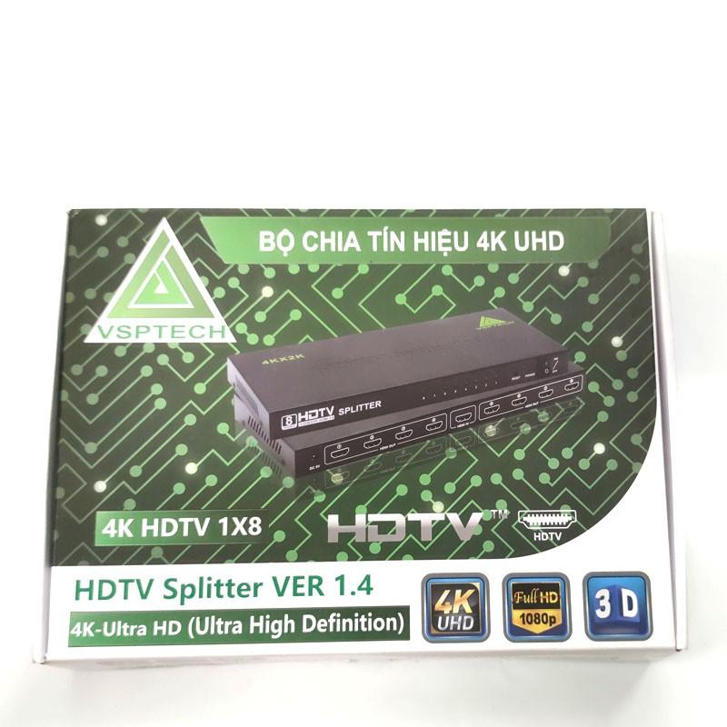 Bộ chia cổng HDMI từ 1 ra 8 HDTV Splitter hỗ trợ 2K/4K/3D (Đen)