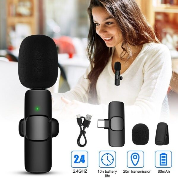 Bộ Micro Thu Âm Không Dây K9 Khử Tiếng Ồn Để Livestream Ghi Âm Quay Video Cổng Type C