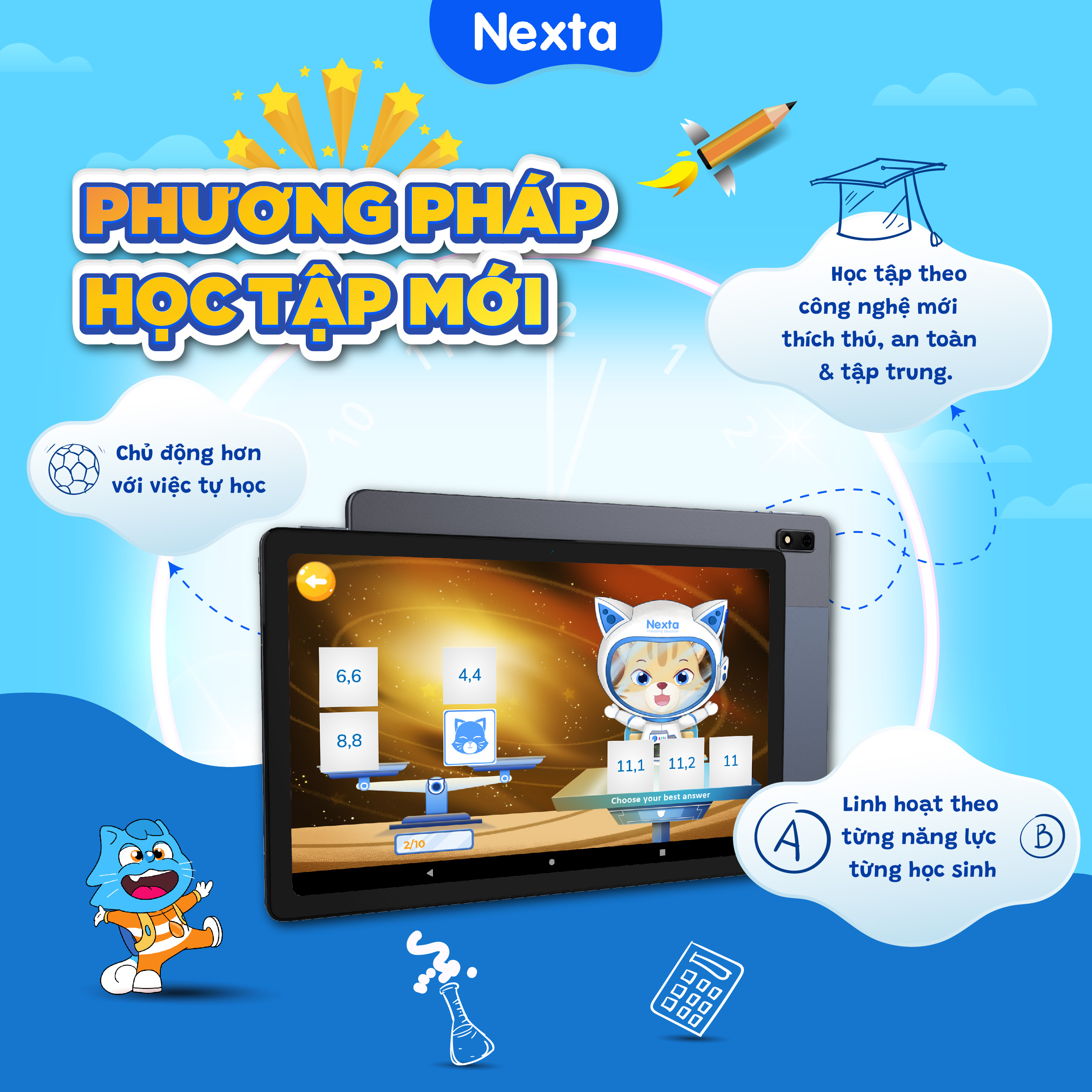 Hình ảnh Máy tính bảng học tập thông minh Nexta Edutab Pro tối ưu cho trẻ 9-12 tuổi, 64GB, tích hợp ứng dụng học tập - Hàng nhập khẩu