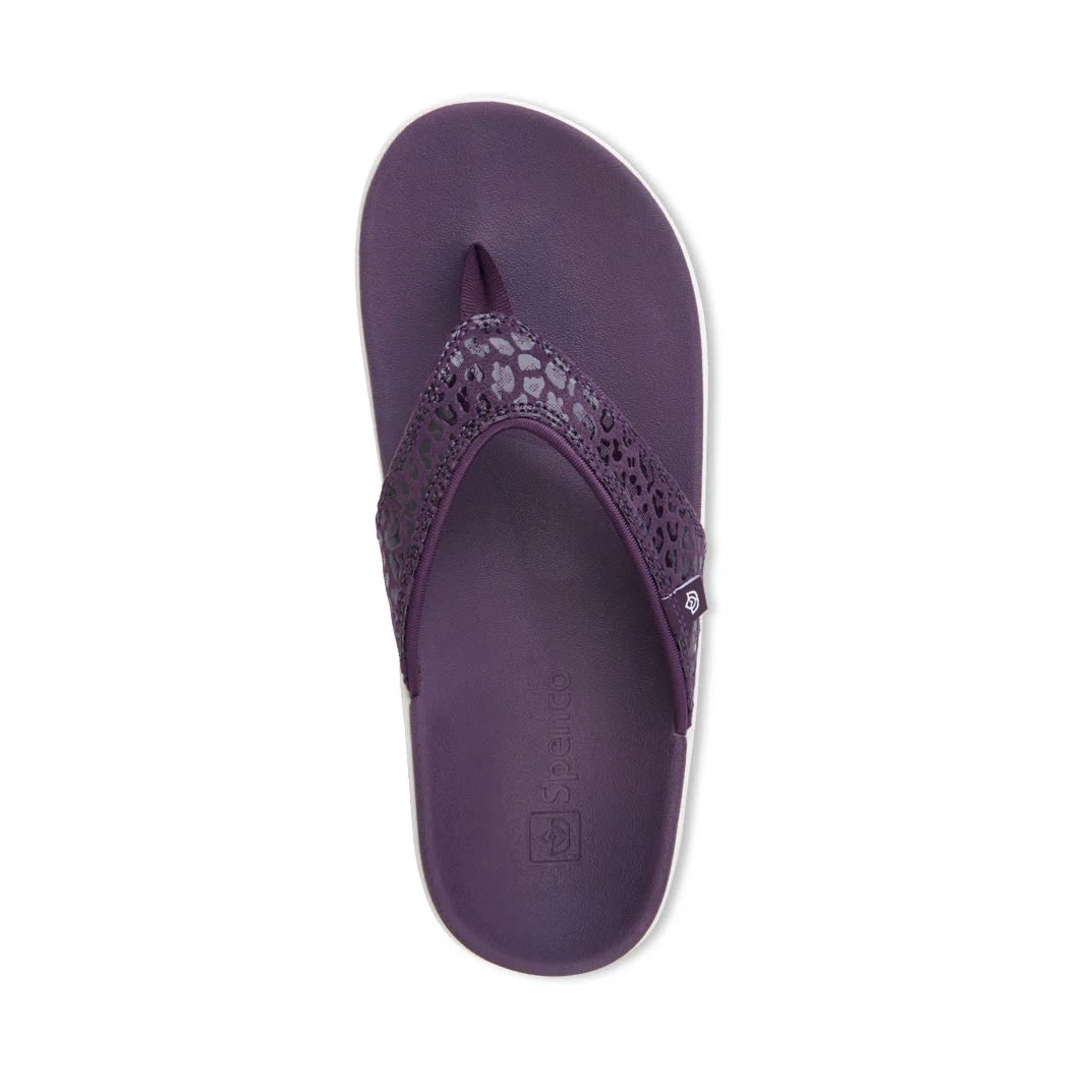 Dép xỏ ngón sức khỏe nữ Spenco Yumi Cheetah Wine - dép kẹp nâng vòm giảm đau chân