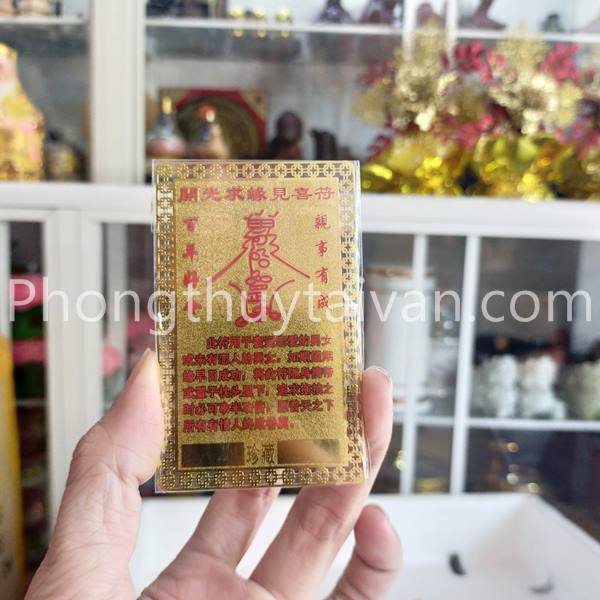 Kim bài Quan Âm Bồ Tát Mạ_Vàng