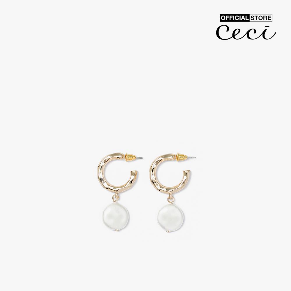 CECI - Khuyên tai nữ khoen tròn hở phối hạt dẹp thả nữ tính CC1-09000044-27