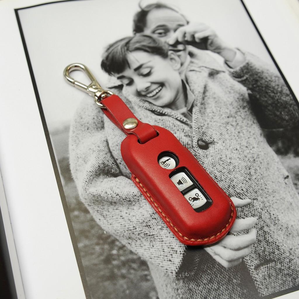 BAO DA CHÌA KHÓA MÀU ĐỎ CHO SMARTKEY XE SH - Bao chìa khóa handmade thủ công - Miễn phí khắc tên sđt theo yêu cầu Không
