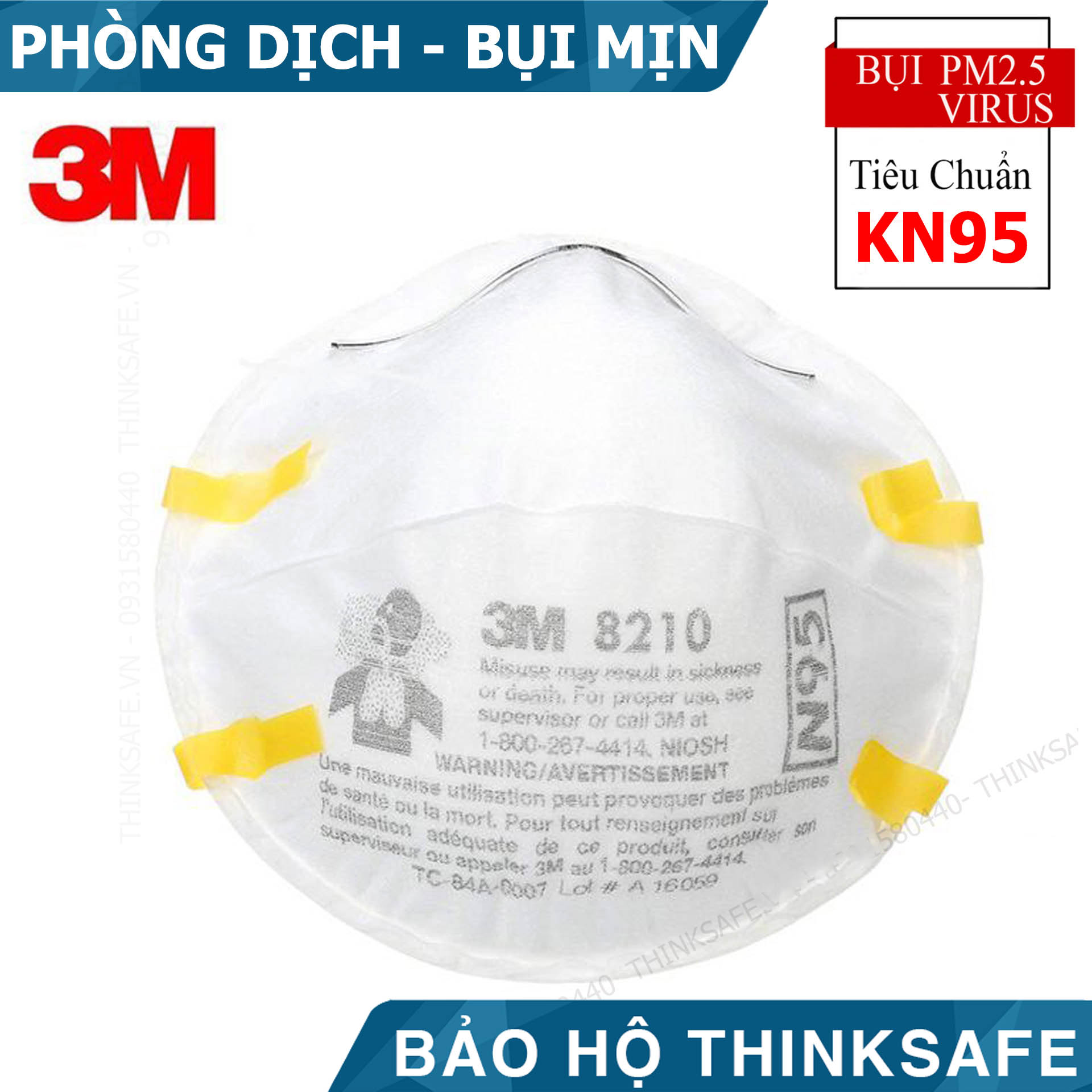 Khẩu trang N95 3M 8210 - Khẩu trang 3D Mask đạt chuẩn N95 chống bụi mịn