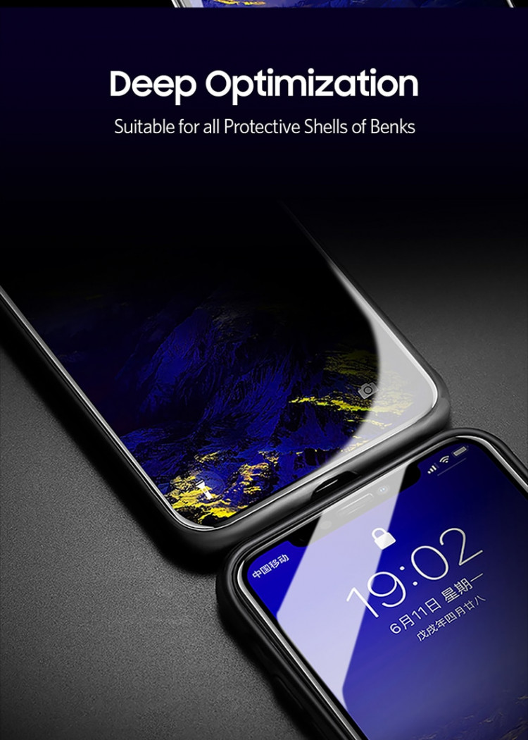 Benks Protector Privacy Glass For iPhone XS 5.8XR 6.1XS Max 6.5 Anti Glare Screen Protection iPhone X Film Tempered Glass      (9)