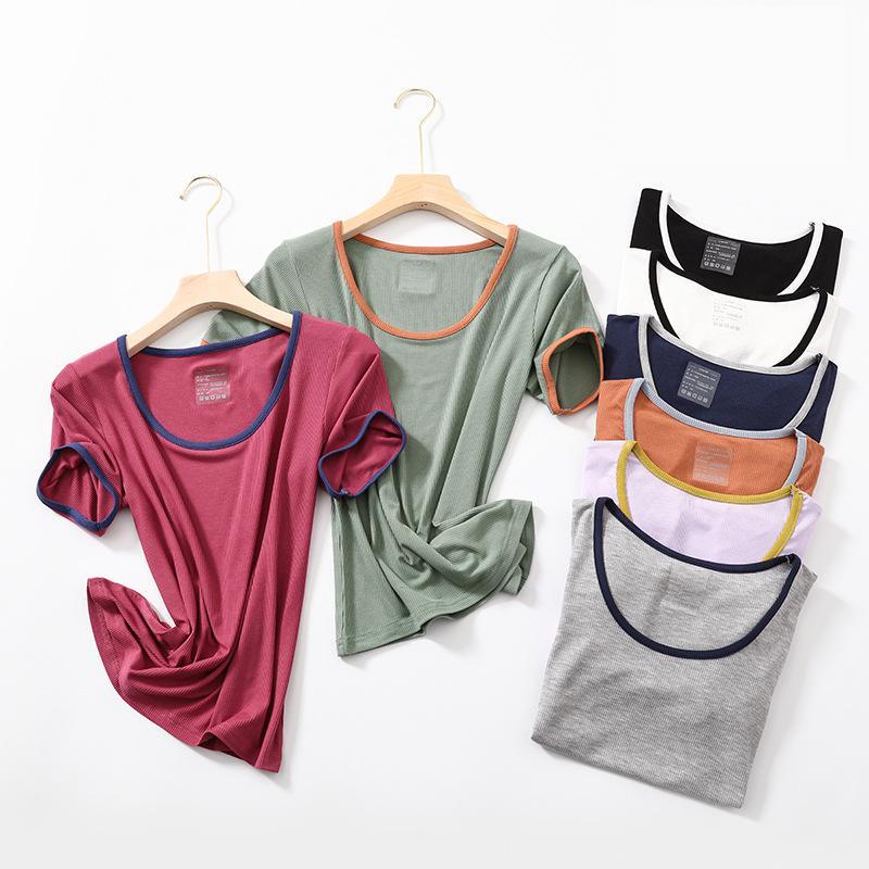 Áo Lót Ren Nữ Tay Ngắn Áo Thun Mùa Hè Mới Cổ Tròn Rayon Nhiệt Đồ Lót Áo L XL XXL Mềm Nighty Áo Khoác