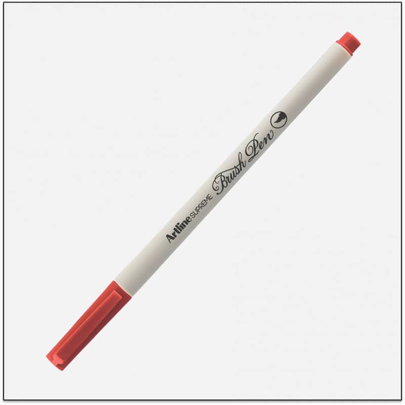 Bút lông đầu cọ viết calligraphy Artline Supreme Brush EPFS-F - Màu đỏ đậm (Dark Red)