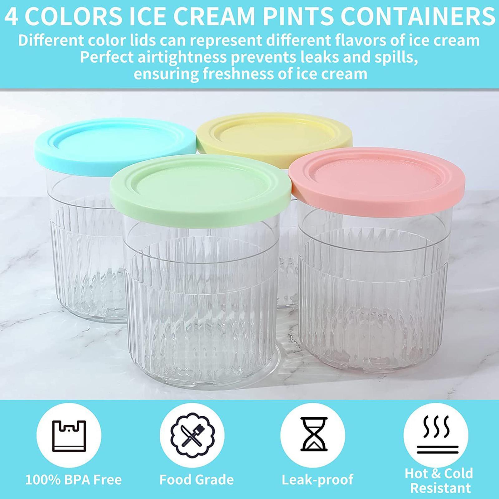4Pcs Dessert Container Leakproof Ice Cream Pint Cup for Soup Ice Cream Maker