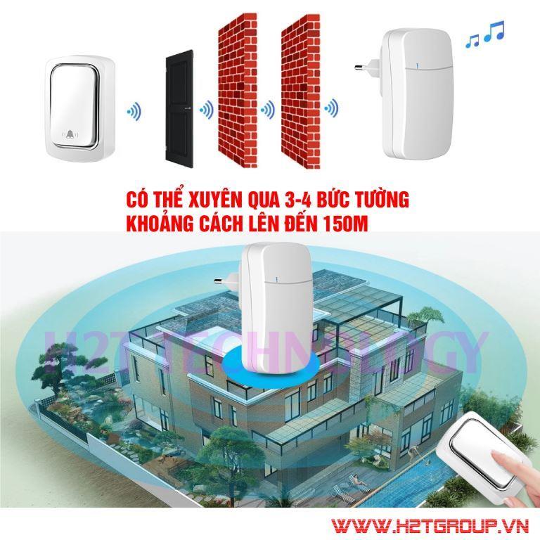 Chuông cửa không dây không dùng pin, ngoài trời chịu được nước,  âm thanh to 3 mức, 38 nhạc chuông