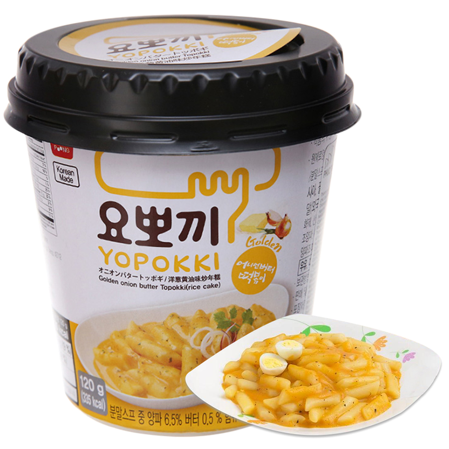 Combo 3 Cốc Bánh Gạo Hàn Quốc YOPOKKI Vị Xốt Bơ Hành
