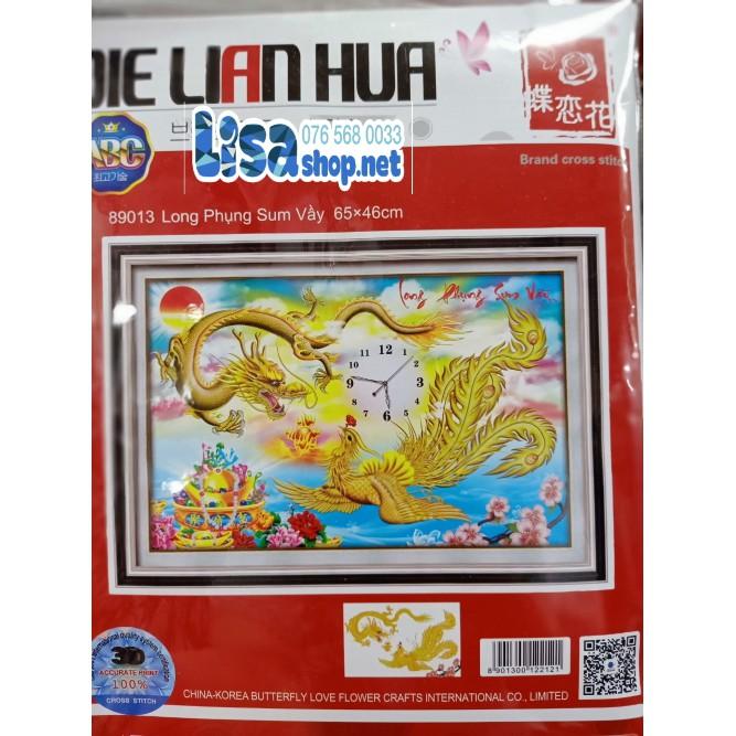 Tranh thêu LONG PHỤNG SUM VẦY 89013 (65x46cm) chưa thêu d