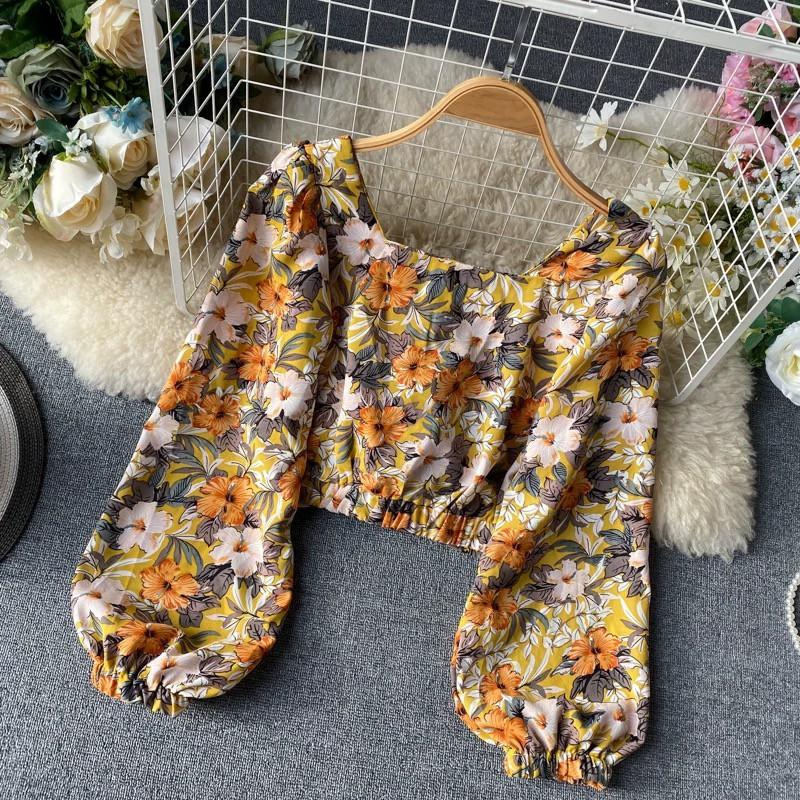 ️Áo Hoa Tay Bồng Croptop