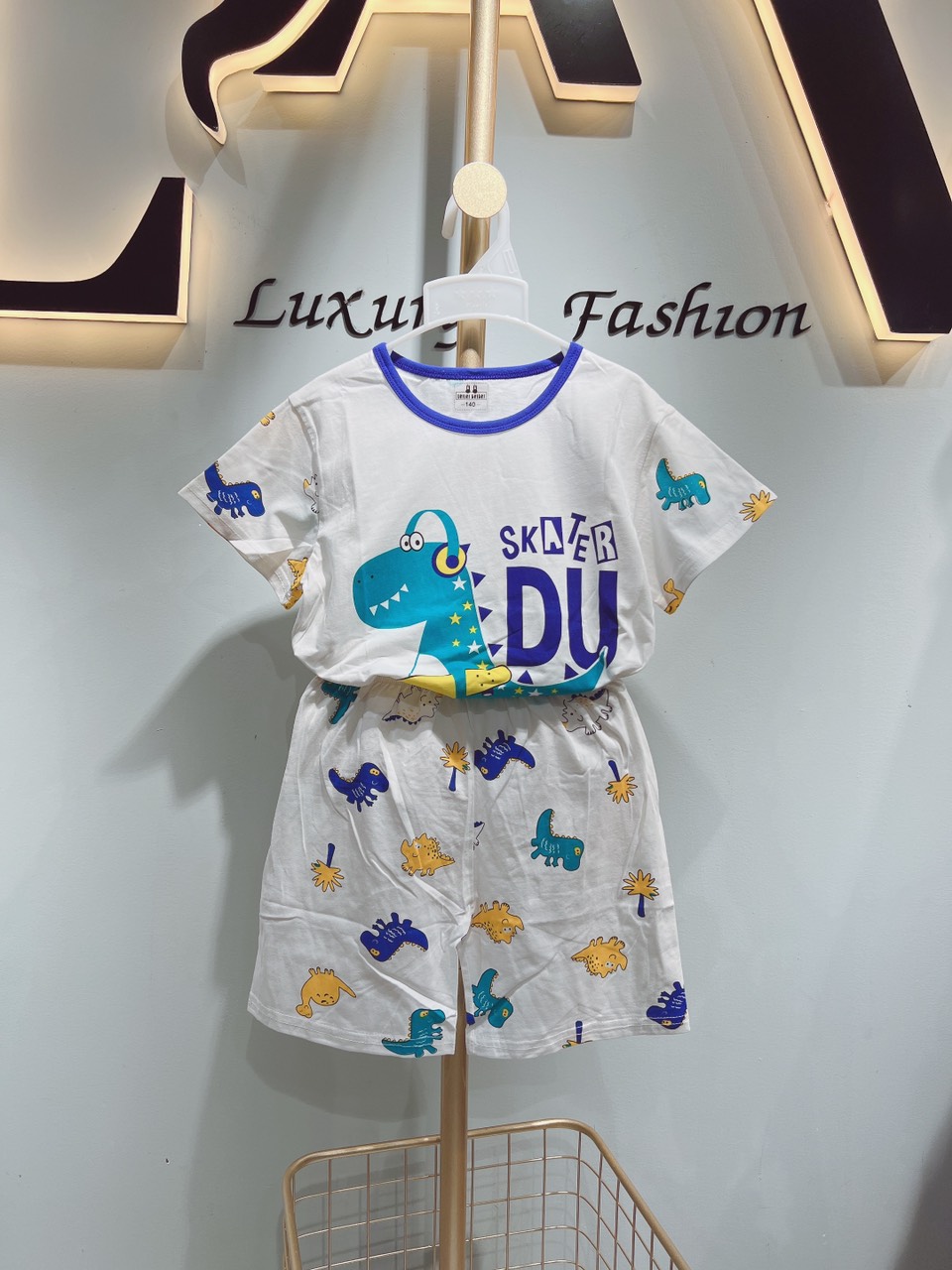 Đồ bộ thun bé trai ngắn tay Xanh Skater MS101302