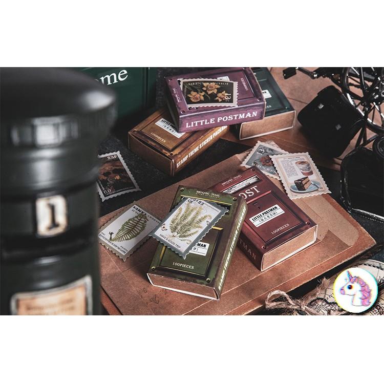 Set 100 sticker vintage - sticker tem thư - little postman