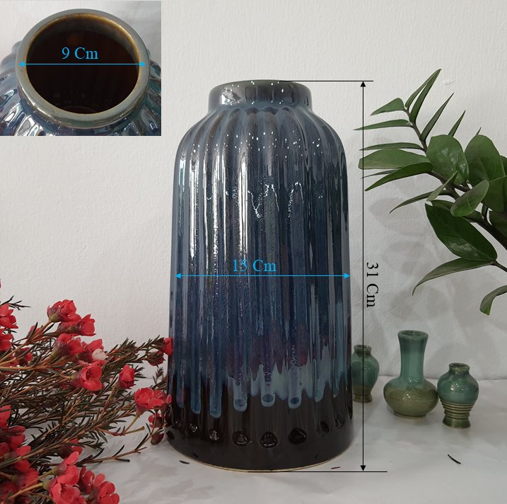 Bình hoa men hỏa biến cao 31 Cm