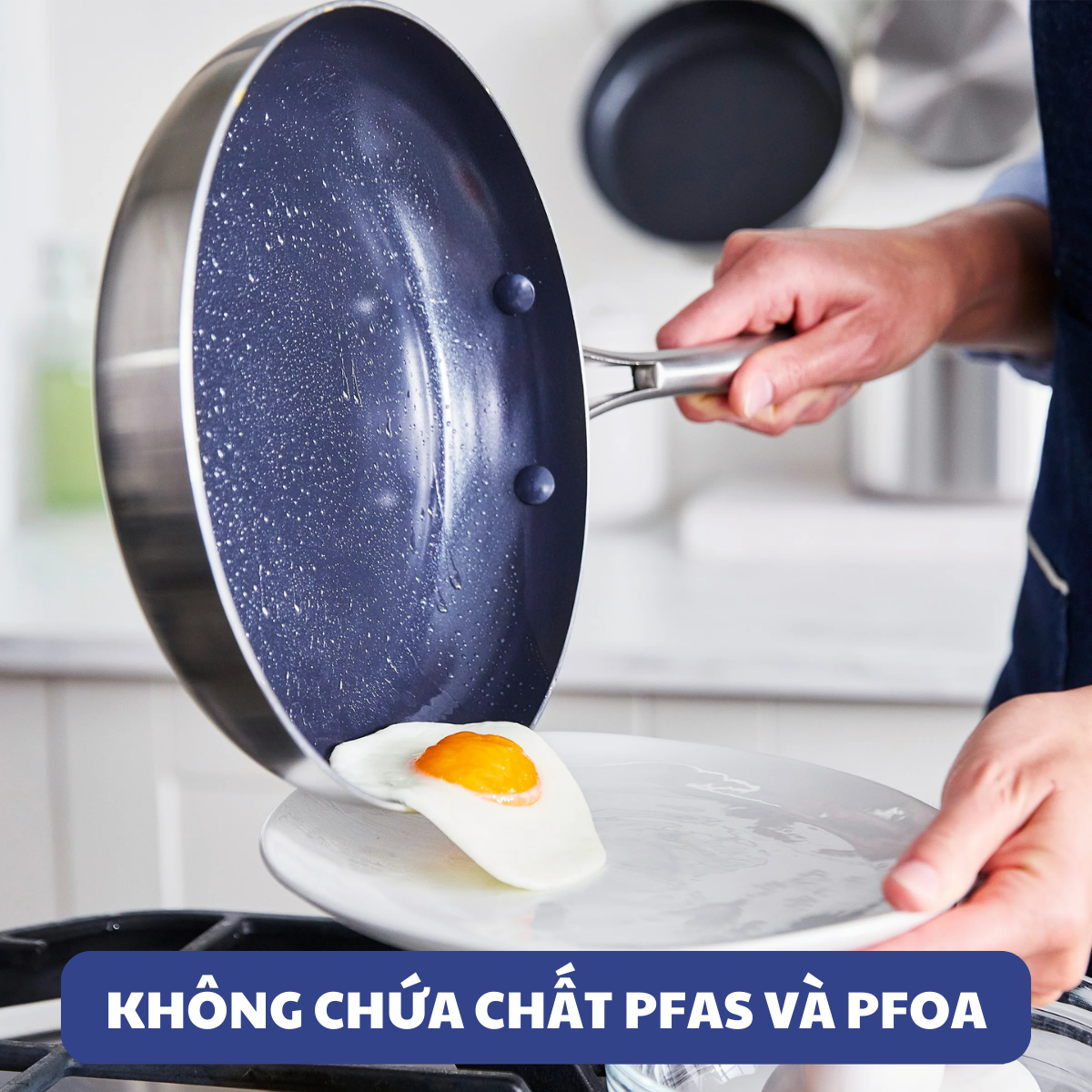 Quánh chống dính thép phủ tinh thể kim cương cao cấp Blue Diamond 20cm có nắp kính