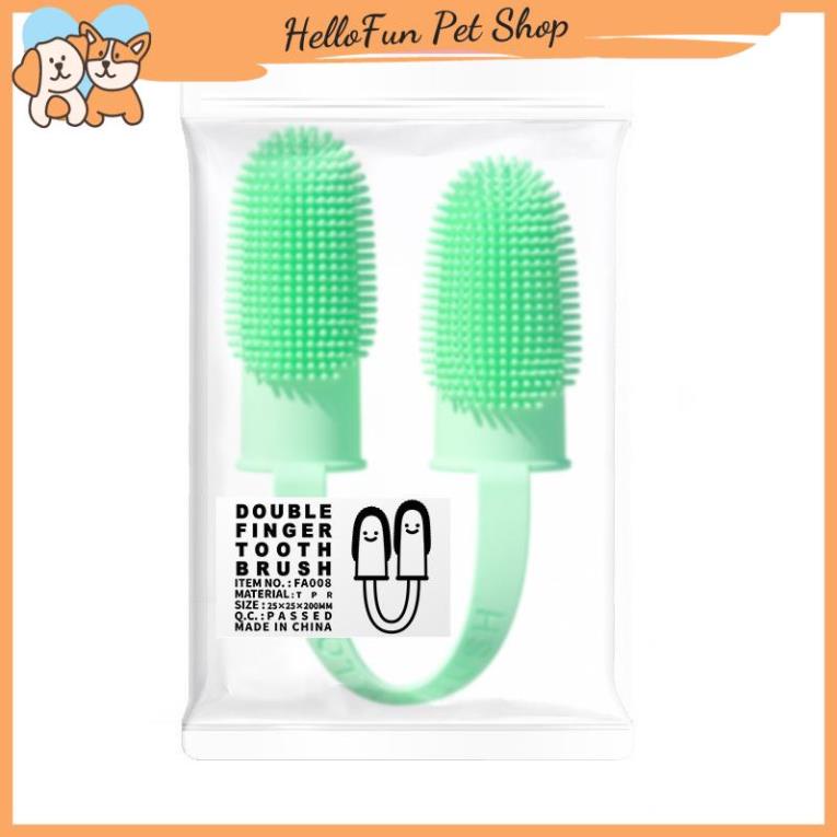 Bàn chải đánh răng cho chó mèo - Bàn chải xỏ ngón bằng silicone mềm tiện dụng