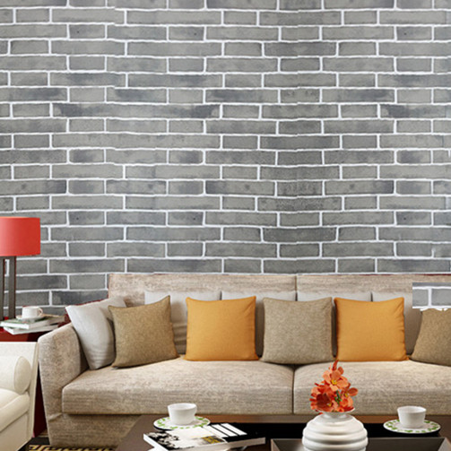 GIẤY DÁN TƯỜNG KHỔ 45CM X10M GẠCH XÁM VIỀN TRẮNG