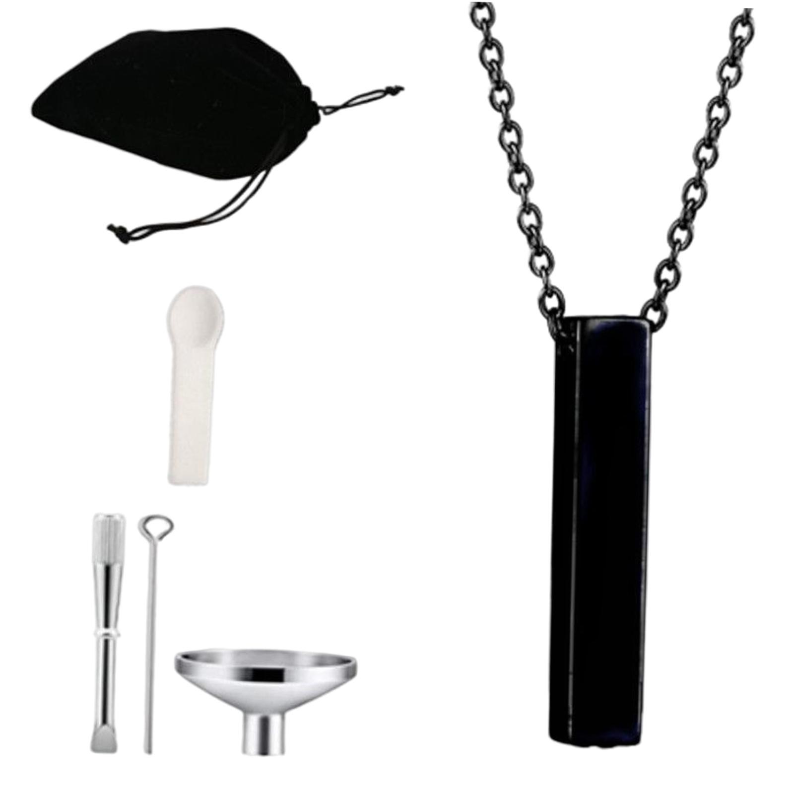 Cremation Urn Necklace for  Manmade Locket Pendant Charm Jewelry Gift Black
