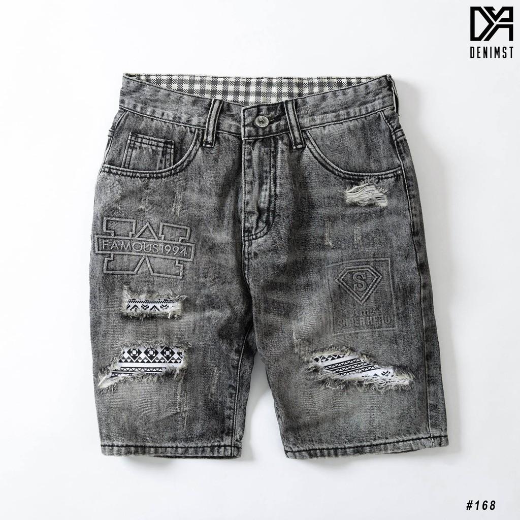 Quần short jeans xám rách FAMOUS 168