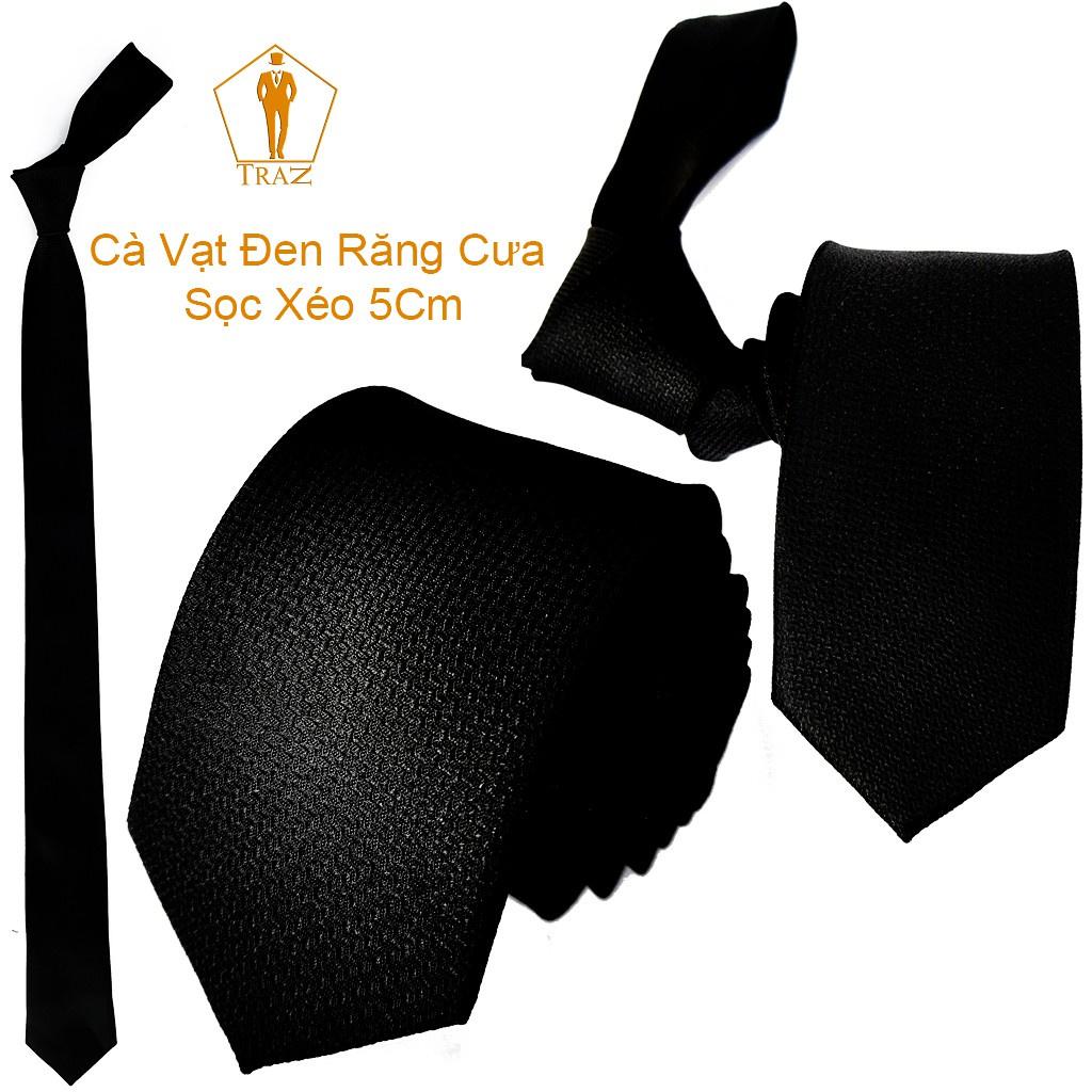 Cà Vạt Caravat Đen Nam TRAZ Bản To Trung Niên 7Cm Dây Kéo Thắt Sẵn Tiện Lợi