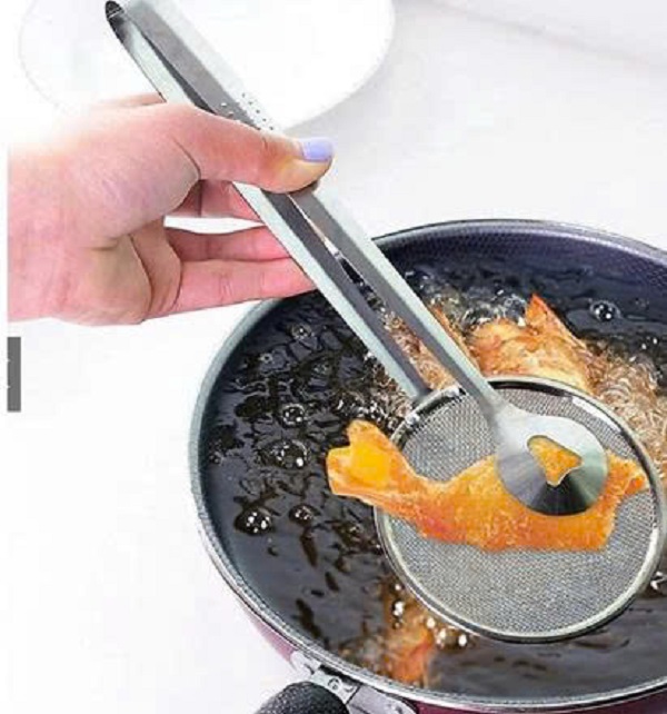 Kẹp gấp đồ chiên có lưới làm ráo dầu - Inox không rỉ C.Lượng size lớn 30x 12cm - Dụng cụ nhà bếp. Chuyên phục vụ Sp Gia