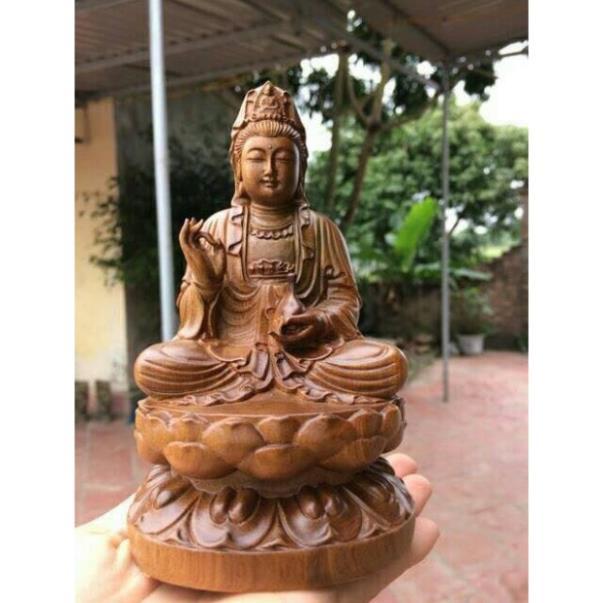 Tượng Quan Âm Gỗ Bách Xanh Nguyên Khối