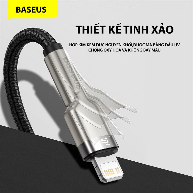 Cáp sạc nhanh 20W cho iPhone 12 Series Baseus Cafule Metal Series - chuẩn PD (Power Delivery) - Chất liệu cao cấp, thiết kế hiện đại có độ hoàn thiện cao - Hàng chính hãng