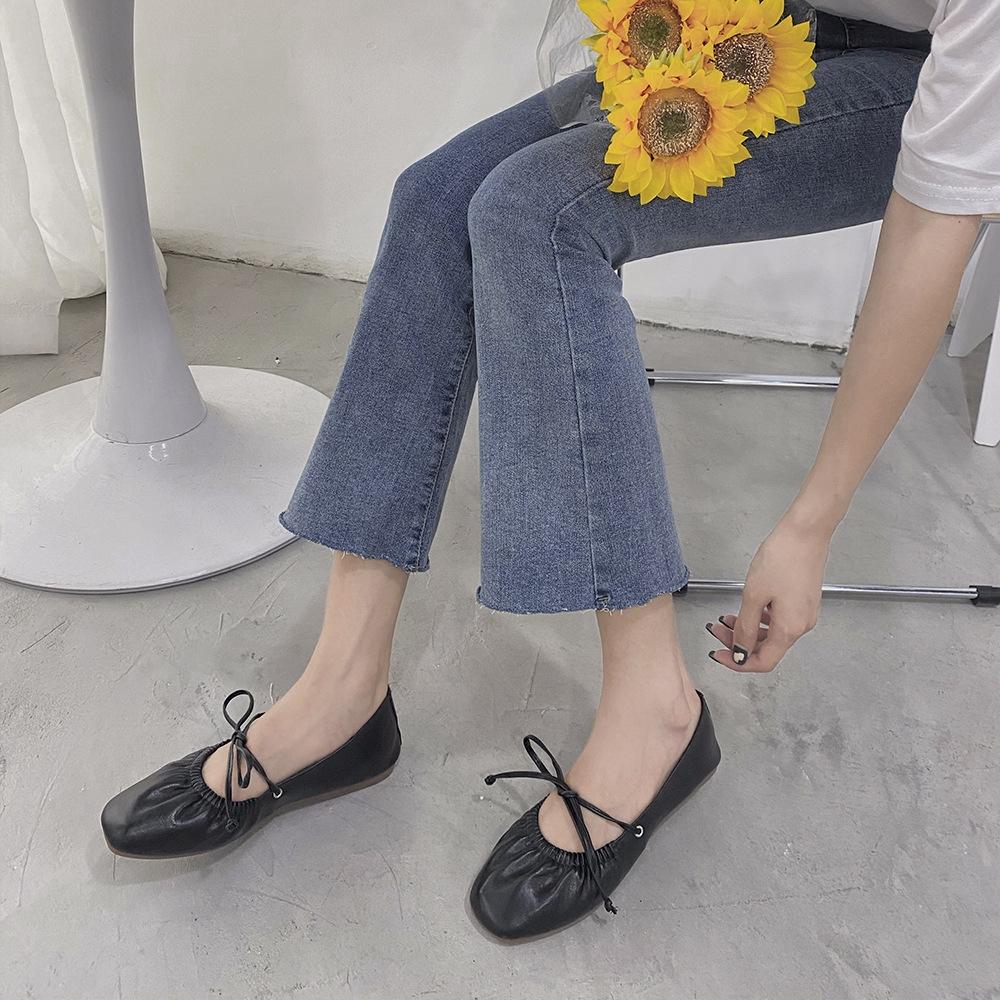 Giày Sandal Đế Bằng Đính Nơ Xinh Xắn Dành Cho Nữ