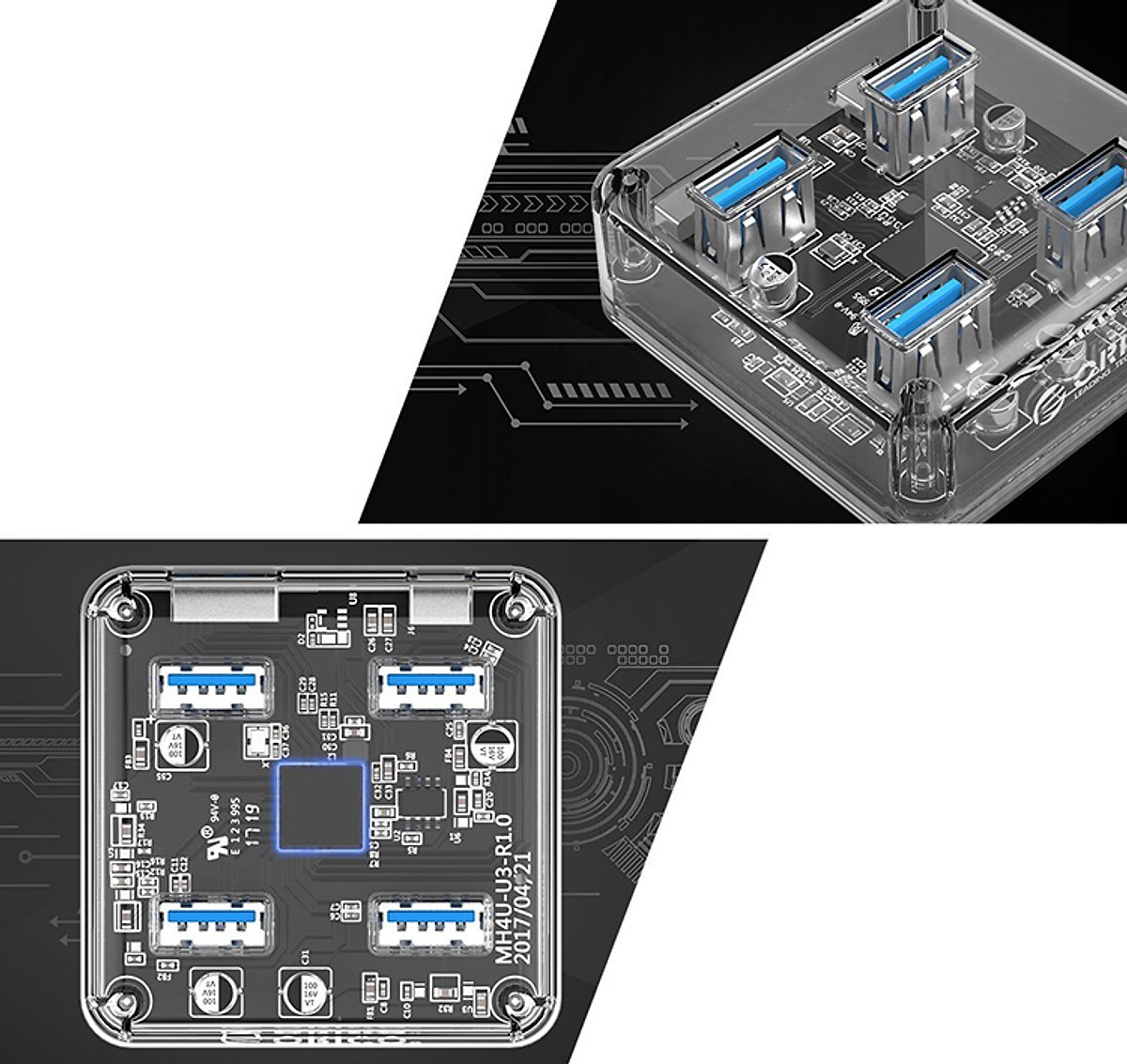 Bộ Hub Chia 4 Cổng USB 3.0 Orico MH4U - Hàng nhập khẩu