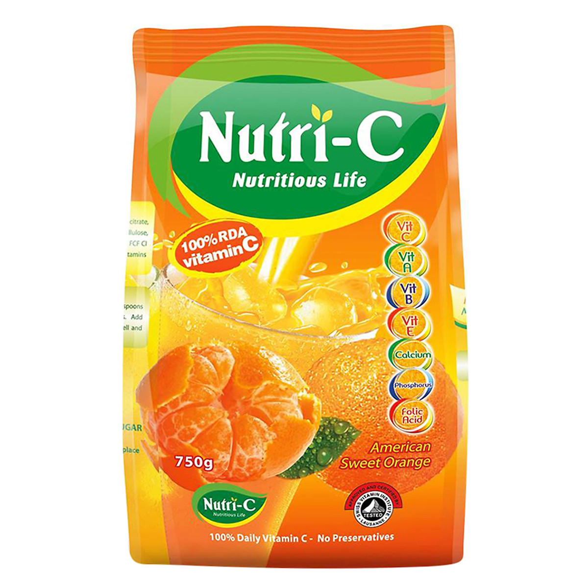 Combo 12 Gói Bột Cam Nutri-C 750g Giúp Tăng Tăng Cường Sức Đề Kháng Cơ Thể, Bổ Sung Vitamin C Và Chống Oxy Hóa