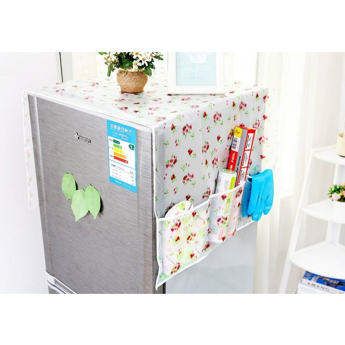 Tấm phủ tủ lạnh, máy giặt, lò vi sóng in hình dễ thương, bảo vệ tủ chống bụi bẩn, chống thấm nước có túi bên hông đựng đồ tiện lợi - giao mẫu ngẫu nhiên - GDHN Loại Tốt