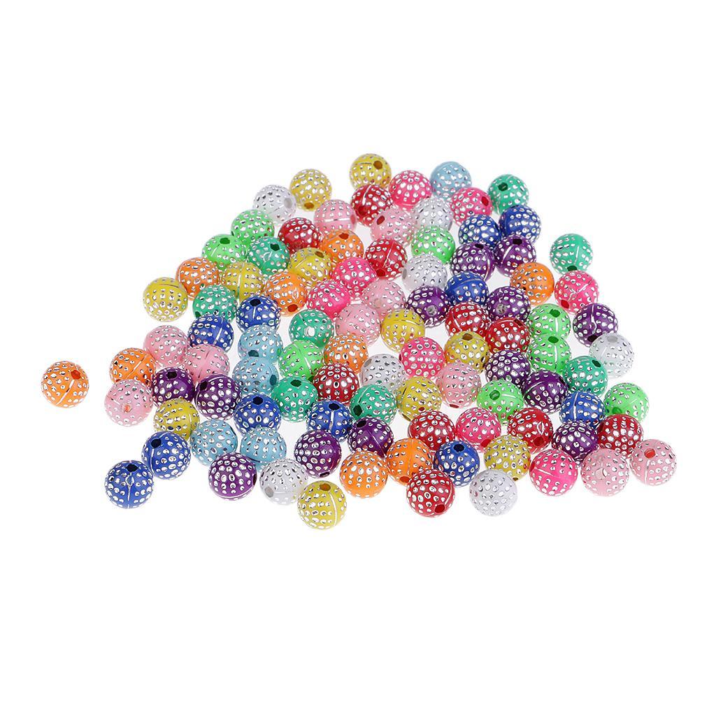 200Pcs Resin Rhinestone Beads Jewelry Findings Spacer Beads 8mm Colorful