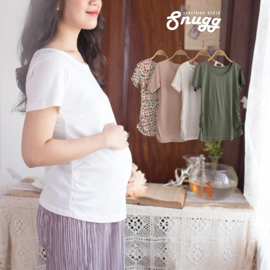 Áo thun bầu đẹp dáng ôm- Slim Tshirt for pregnant mothers 4x-70kg-Snugg