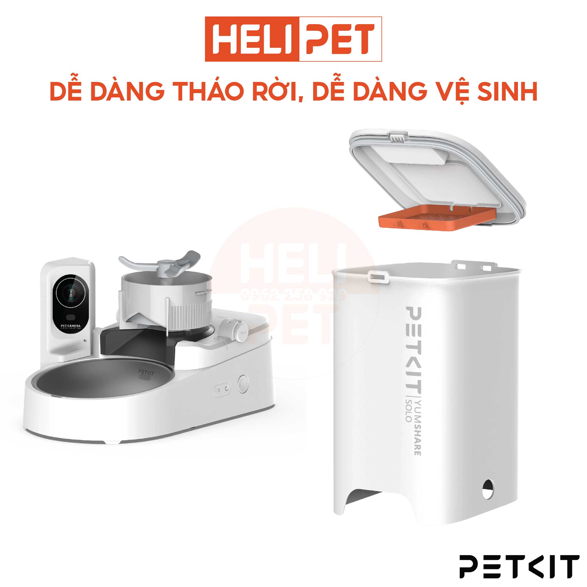 Máy Ăn, Máy Nhả Hạt Cho Mèo Có Camera PETKIT Element Solo Yumshare Dung Tích 3 Lít - HeLiPet