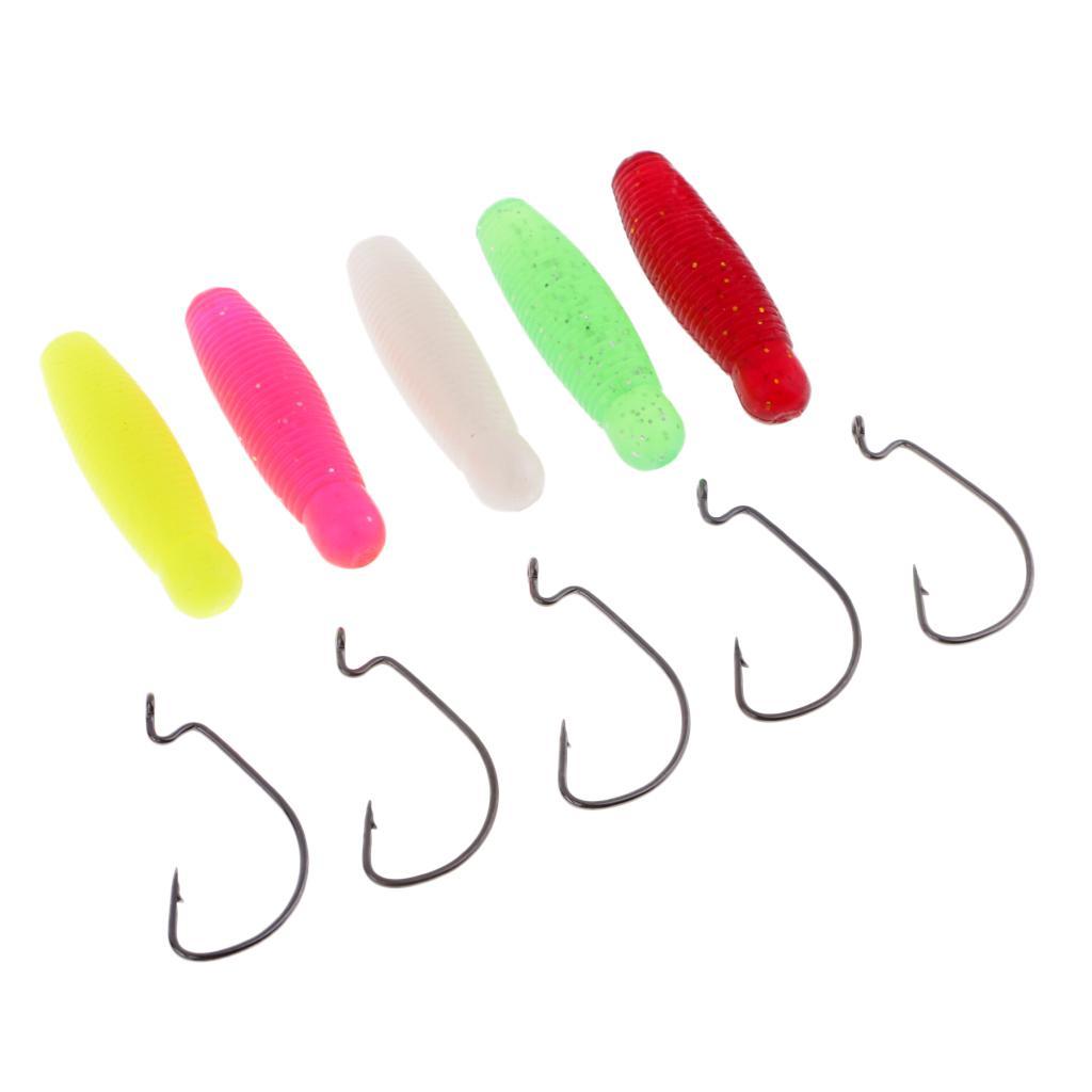 5 Pieces Artificial Soft Pupae PVC Plastic Fishing Lure Simulation Fishing Bait