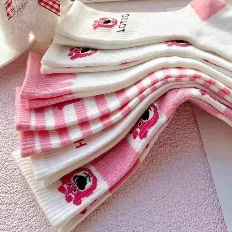LỐ 5 ĐÔI TẤT GẤU SIÊU QUẬY TONE HỒNG CAO CỔ SIÊU XINH CHO NỮ
