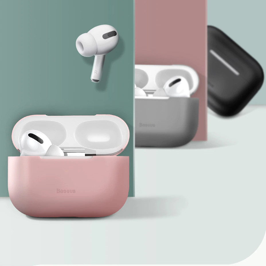 Bao case chống sốc silicon siêu mỏng cho tai nghe Apple Airpods Pro hiệu Baseus Super Thin (Mỏng 0.8mm, bảo vệ toàn diện, vật liệu cao cấp) - Hàng nhập khẩu