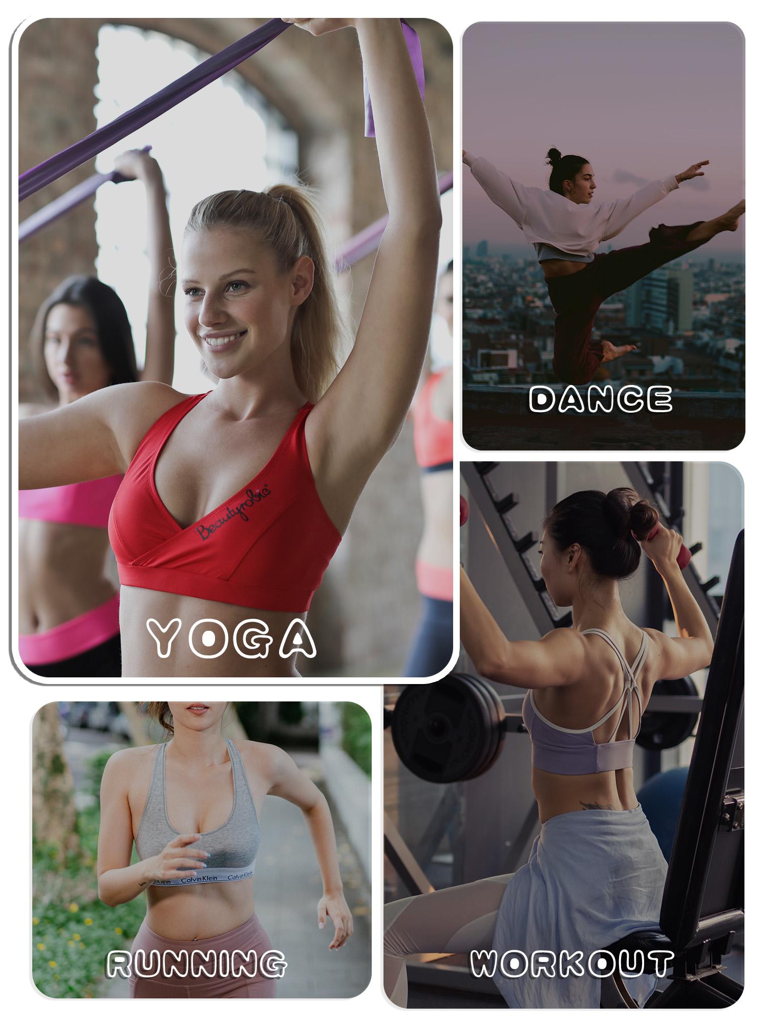 Nữ Yoga Áo ngực Thể thao Cổ U Tập thể dục Chạy bộ Không dây Áo xe tăng Thông thường