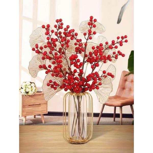 Cành lá rẻ quạt, tai chuột phủ vàng mix đào đông rất đep cao cấp 70-90cm