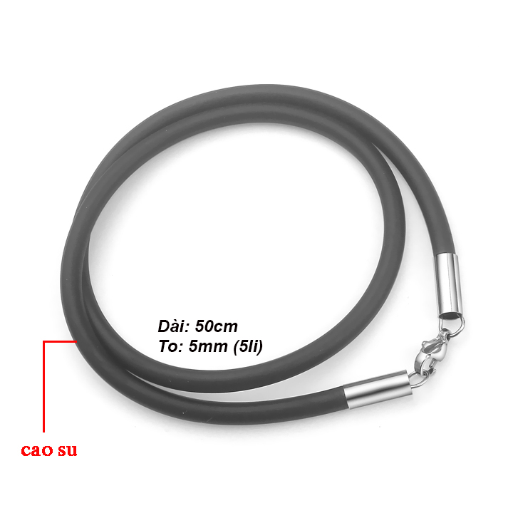 Dây chuyền cao su 5li khóa inox đẹp ver2 MDC115