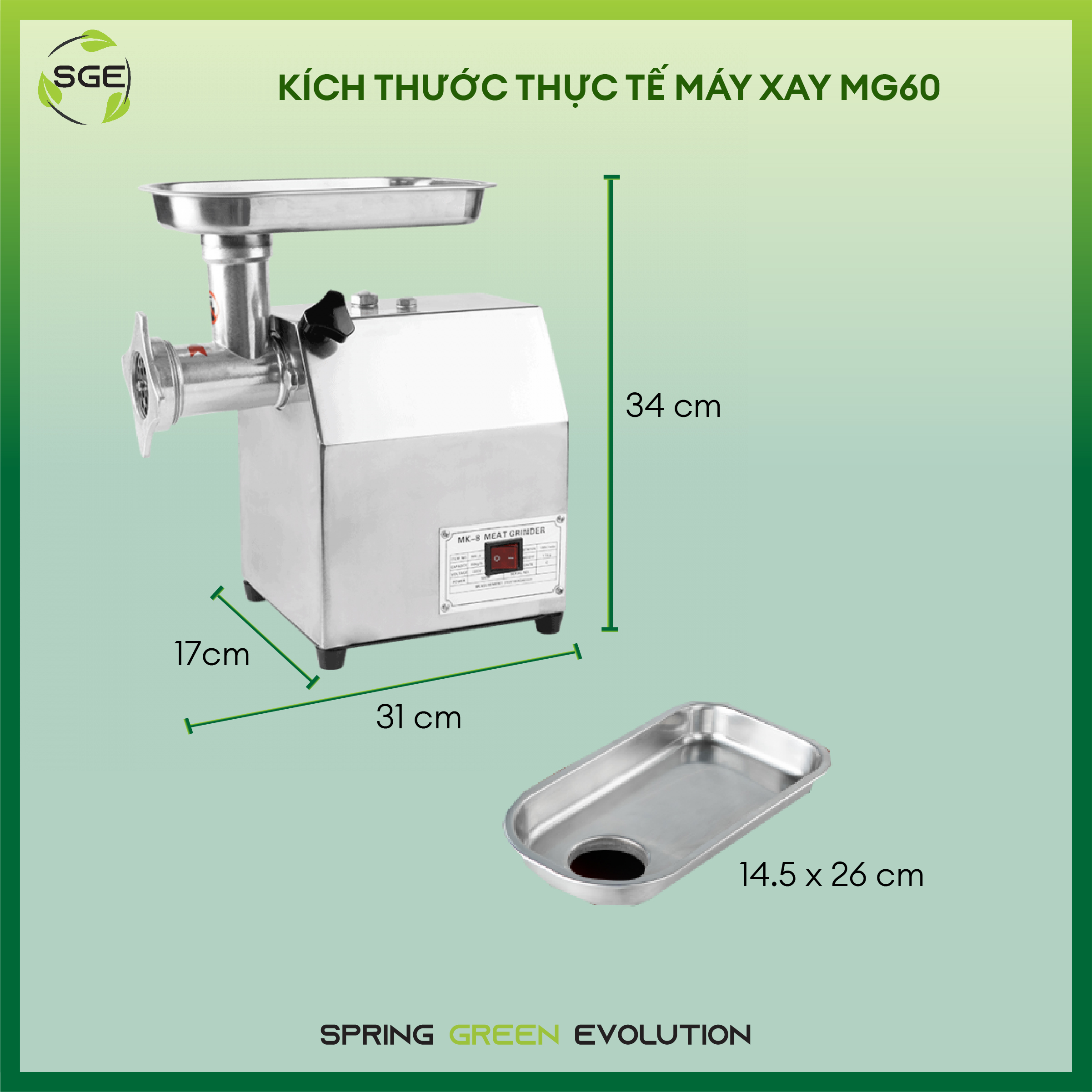 Máy Xay Thịt Gia Đình MG60, Xay Tốc Độ Cao, Nhuyễn Mọi Loại Thực Phẩm, Tiết Kiệm Điện. Hàng Nhập Khẩu SGE Thailand!!