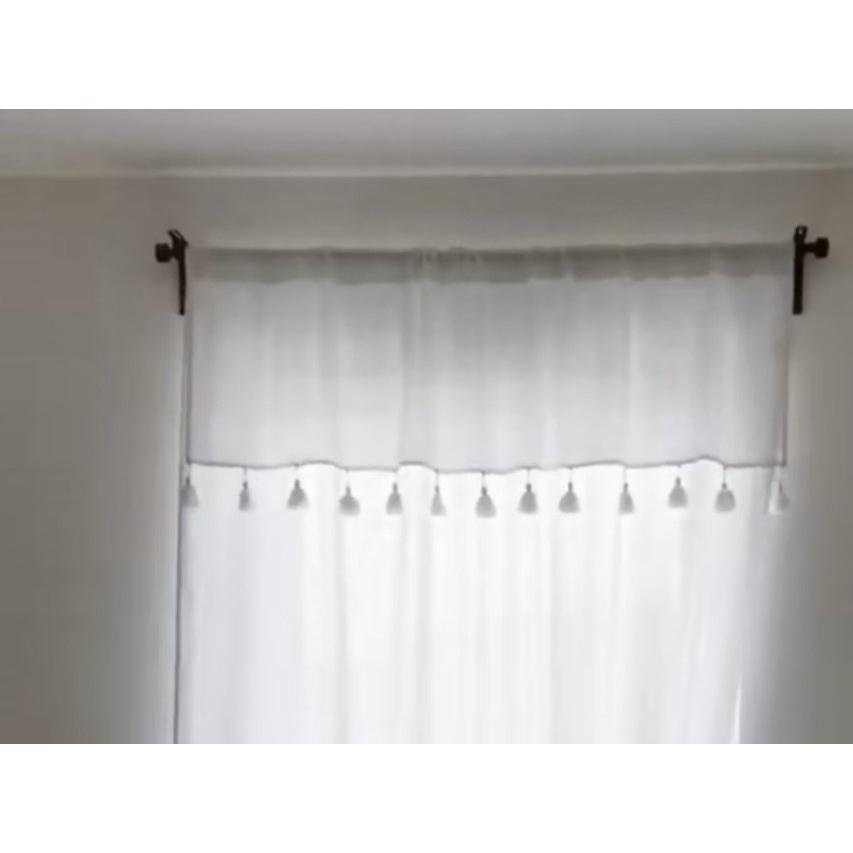 1 rèm vải canvas rèm màn cửa trang trí 2 tầng phối tua rua xinh xinh