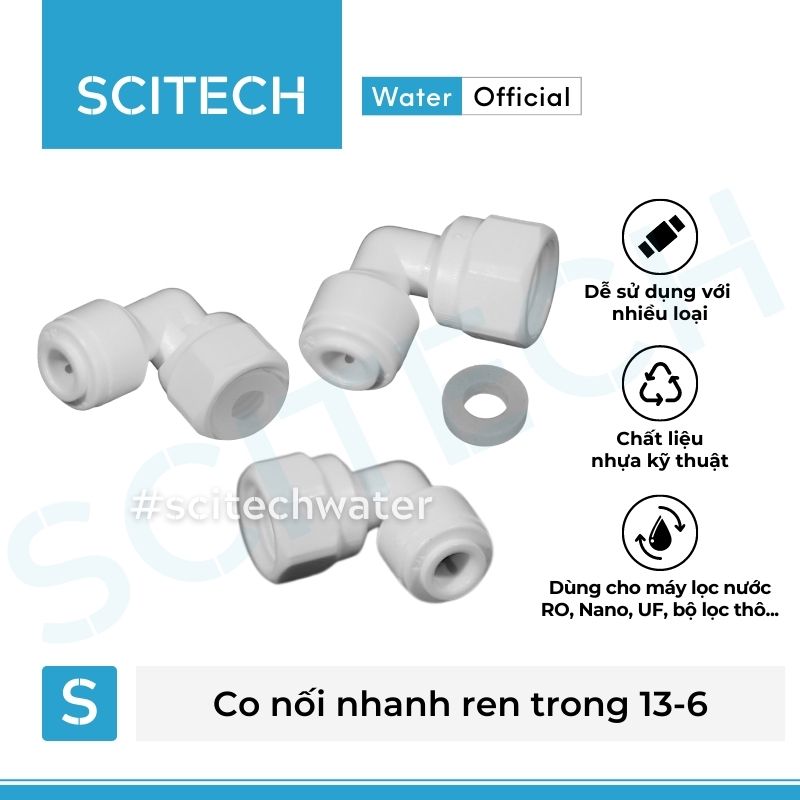 Co nối nhanh ren trong 13/21 ra dây 6 hoặc ren trong 21 ra dây 10 dùng trong máy lọc nước - Hàng chính hãng